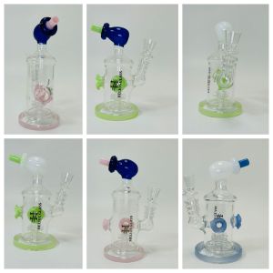 Helios Glass Waterpipe - 7" Inch - Straight With Flower and Donut Showerhead Perc