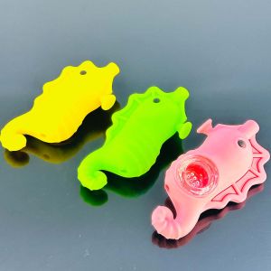 Seahorse Silicone Handpipe - 4 Inch - 4 Counts Per Pack - Assorted Colors - NYSP313