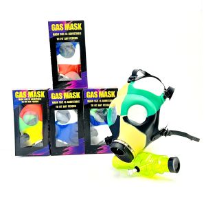 Gas Mask Character With Silicone Waterpipe - Assorted Designs - Ray-mask-b2